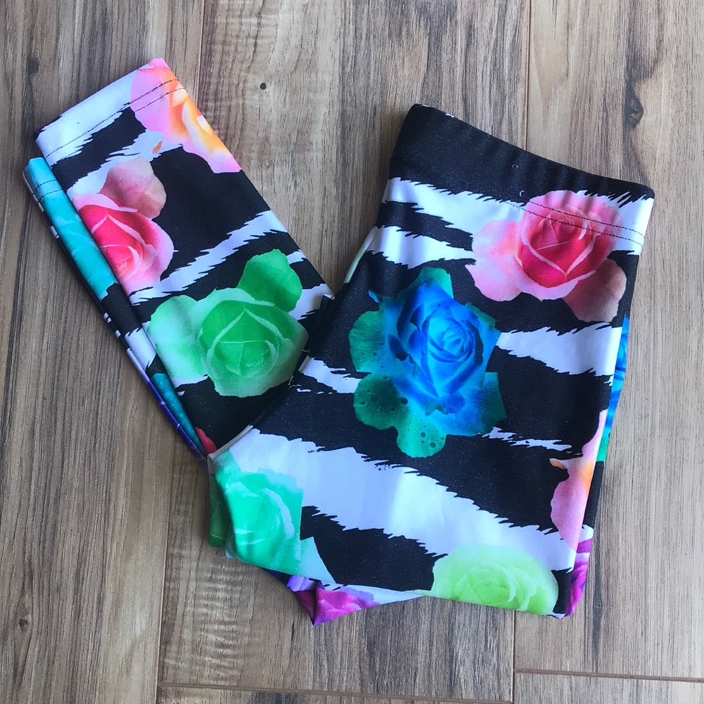 Floral zebra print leggings